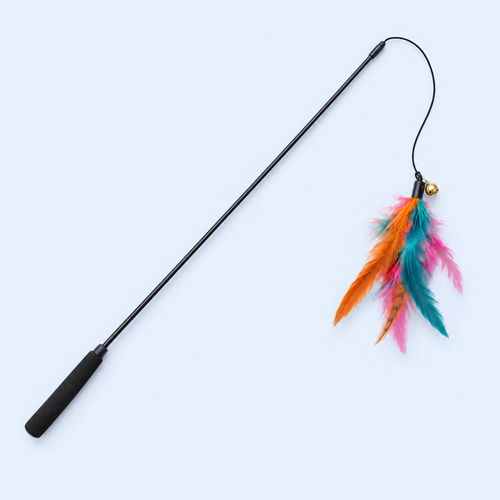 Feather teaser wand cat toy