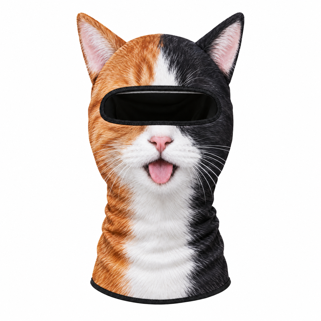 Feral Slopes calico cat ski mask